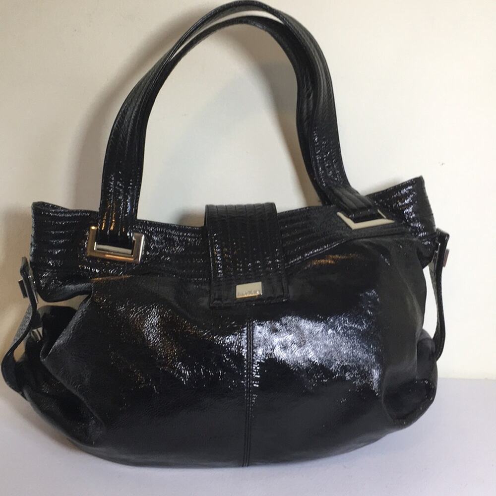 Kooba black large shiny leather shoulder bag